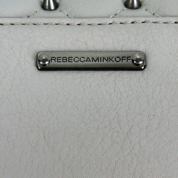 Rebecca Minkoff Quilted Affair Studded Mini Crossbody or Shoulder Flap Bag Grey - Picture 9 of 15